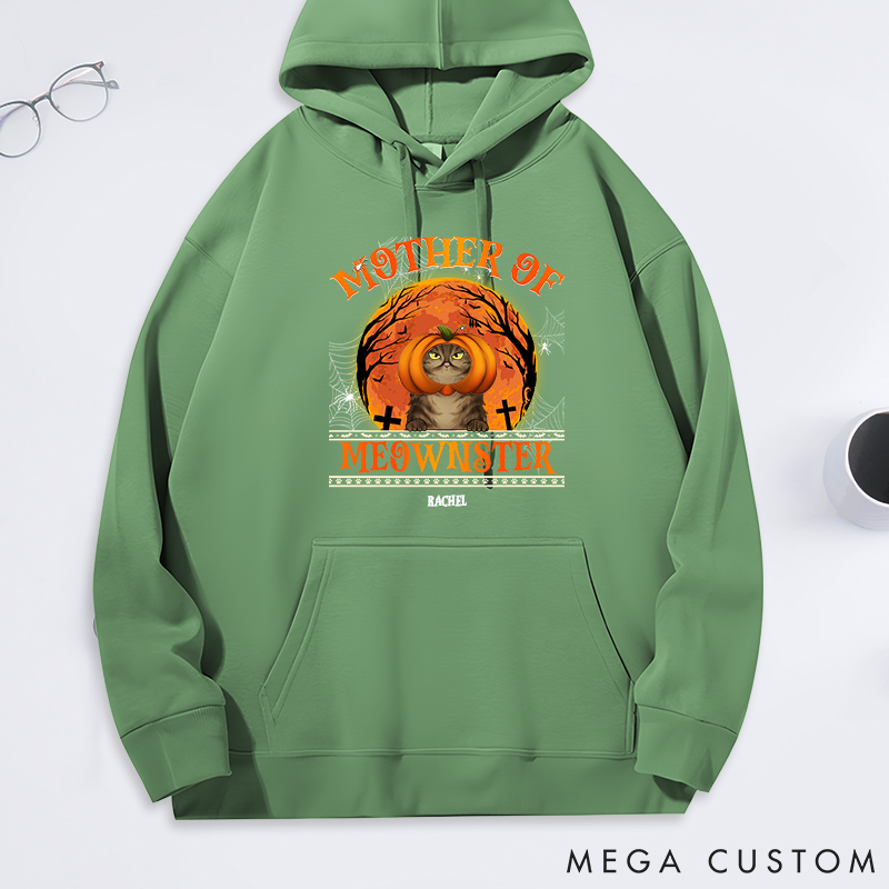 Personalized Cat Lover Mother of Meownsters Halloween Classic Hoodies