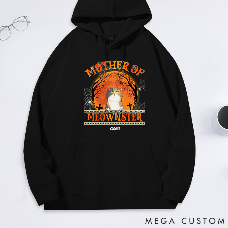 Personalized Cat Lover Mother of Meownsters Halloween Classic Hoodies