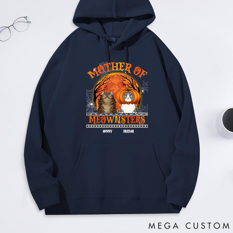 Personalized Cat Lover Mother of Meownsters Halloween Classic Hoodies