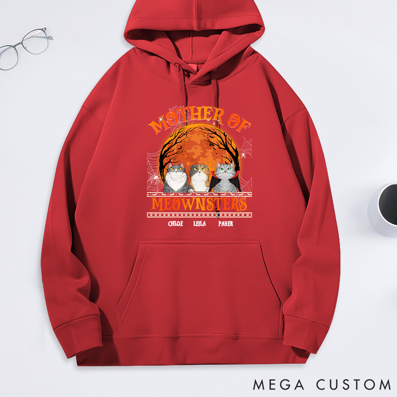 Personalized Cat Lover Mother of Meownsters Halloween Classic Hoodies