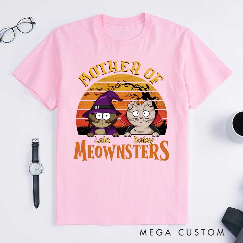 Personalized Cat Lover Mother of Meownsters Mom Version T-Shirt