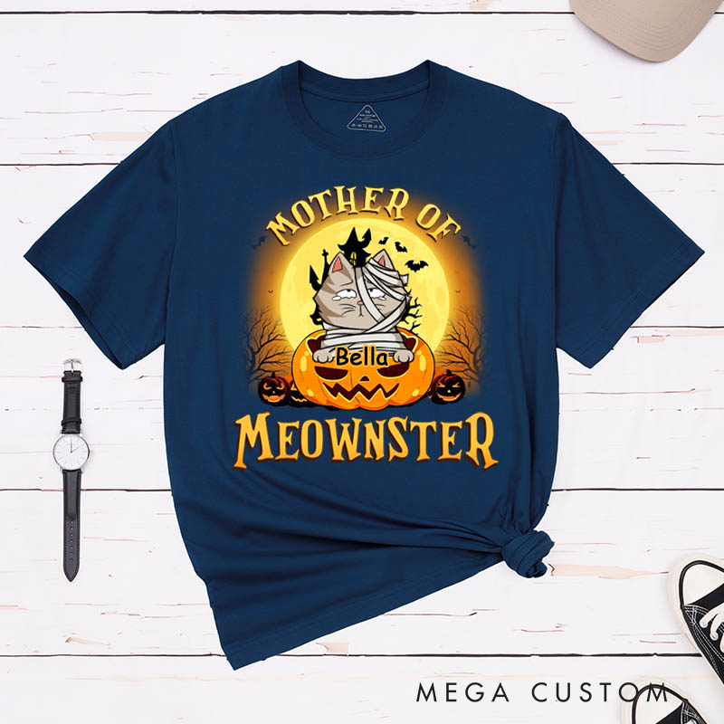 Personalized Cat Lover Mother of Meownsters T-Shirt
