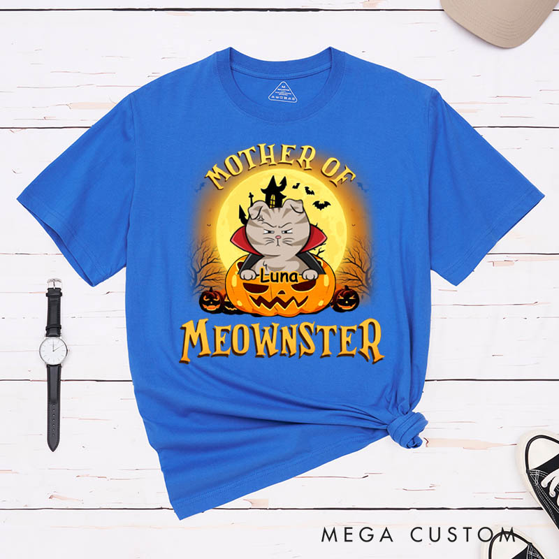 Personalized Cat Lover Mother of Meownsters T-Shirt