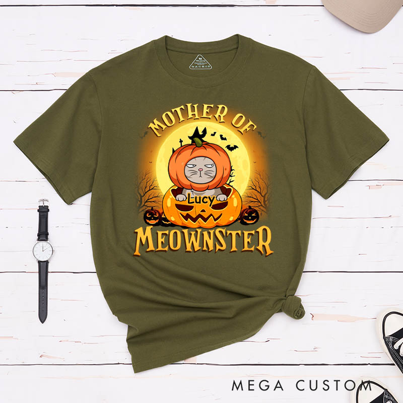 Personalized Cat Lover Mother of Meownsters T-Shirt