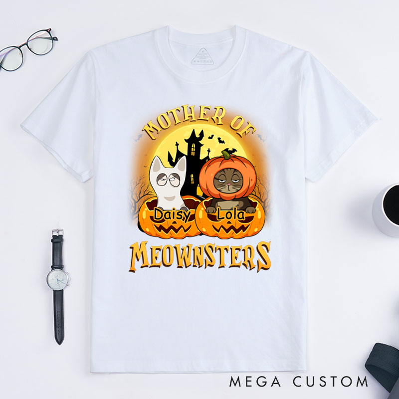 Personalized Cat Lover Mother of Meownsters T-Shirt