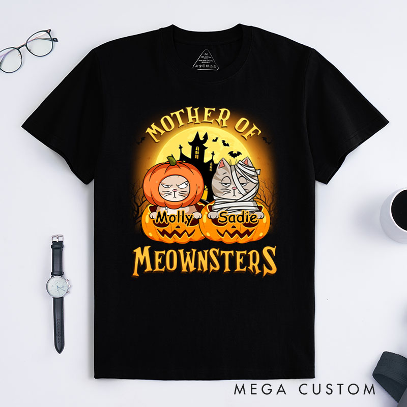 Personalized Cat Lover Mother of Meownsters T-Shirt