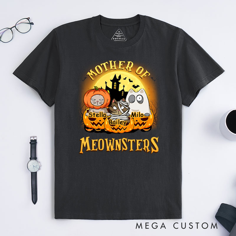 Personalized Cat Lover Mother of Meownsters T-Shirt