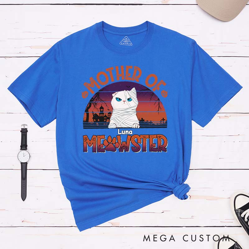 Personalized Cat Lover Mother of Meowsters T-Shirt