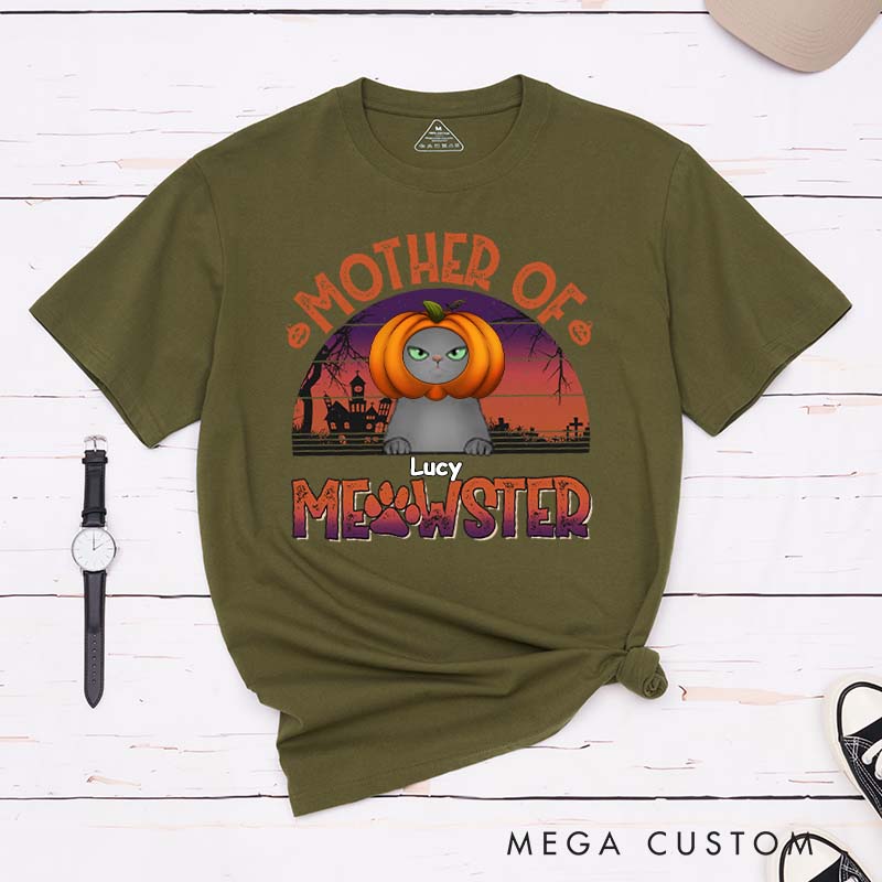 Personalized Cat Lover Mother of Meowsters T-Shirt