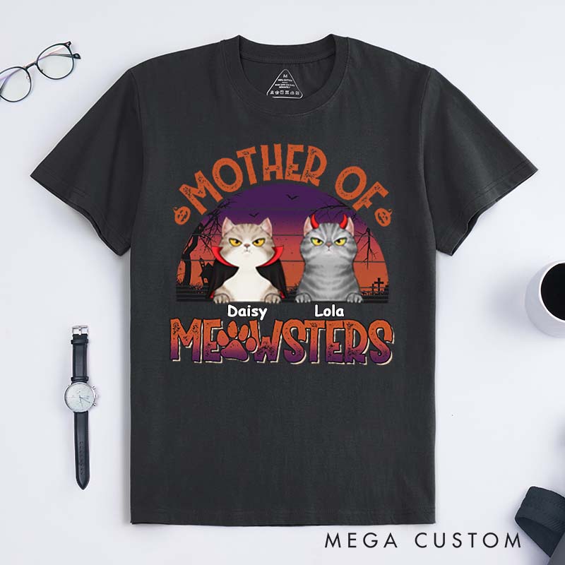 Personalized Cat Lover Mother of Meowsters T-Shirt