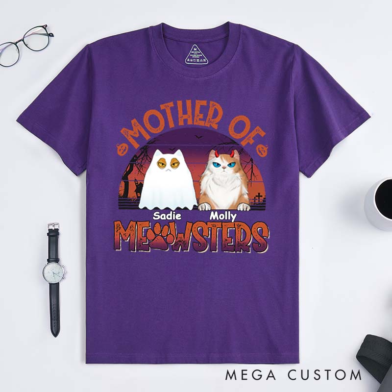 Personalized Cat Lover Mother of Meowsters T-Shirt