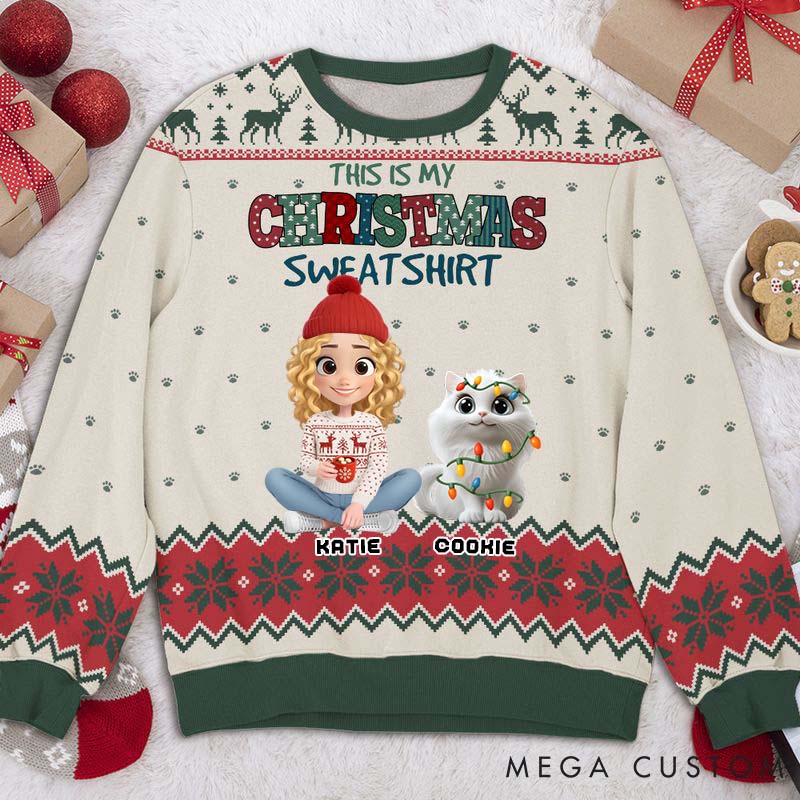 Personalized Cat Lover My Christmas Sweatshirt Christmas Ugly Sweatshirt