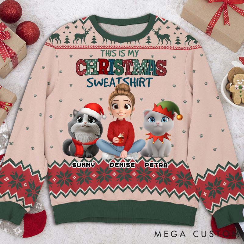 Personalized Cat Lover My Christmas Sweatshirt Christmas Ugly Sweatshirt