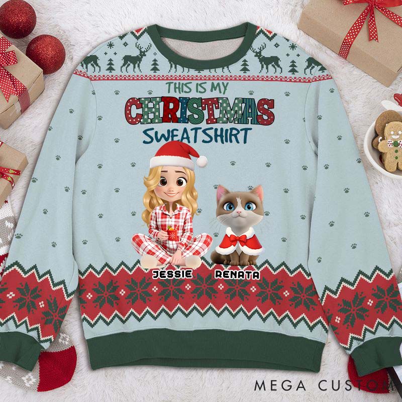 Personalized Cat Lover My Christmas Sweatshirt Christmas Ugly Sweatshirt