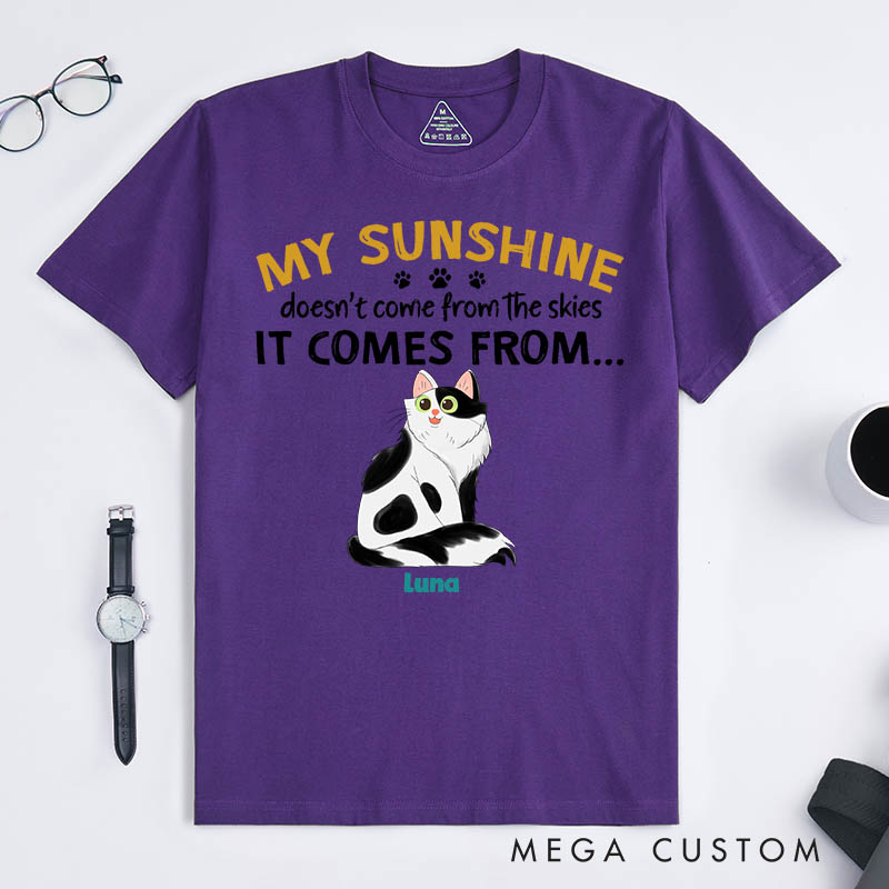 Personalized Cat Lover My Sunshine Doesn't Come the Skies T-Shirt