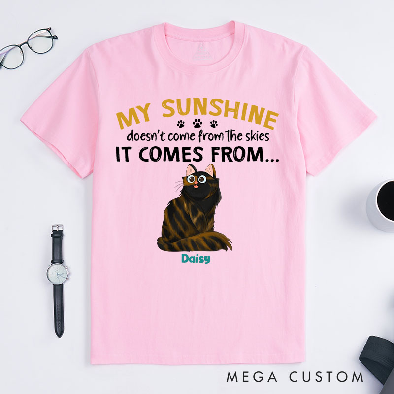 Personalized Cat Lover My Sunshine Doesn't Come the Skies T-Shirt