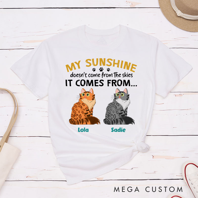 Personalized Cat Lover My Sunshine Doesn't Come the Skies T-Shirt