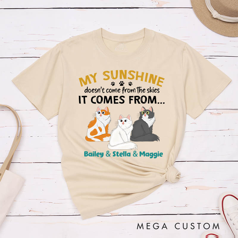 Personalized Cat Lover My Sunshine Doesn't Come the Skies T-Shirt
