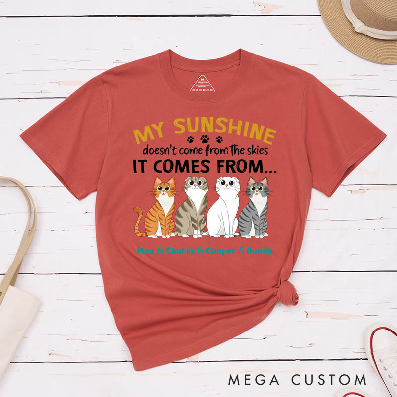 Personalized Cat Lover My Sunshine Doesn't Come the Skies T-Shirt