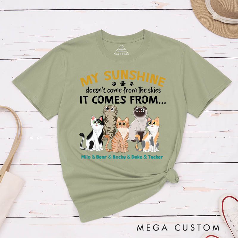 Personalized Cat Lover My Sunshine Doesn't Come the Skies T-Shirt