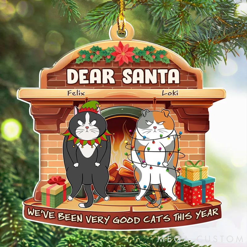 Personalized Cat Lover Naughty List Christmas Ornament