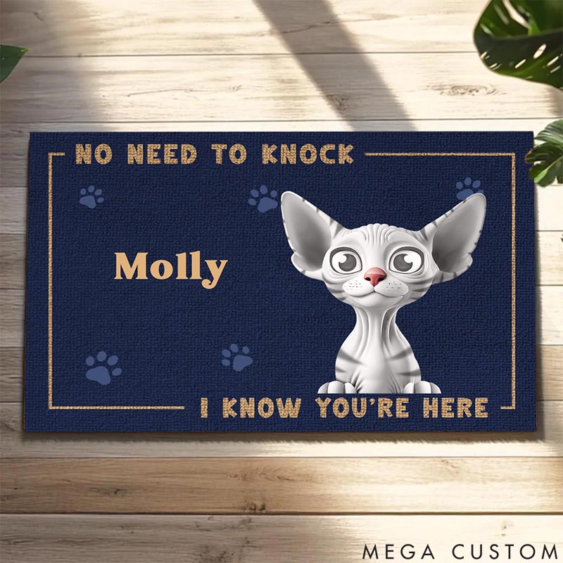 Personalized Cat Lover No Need to Knock Doormat