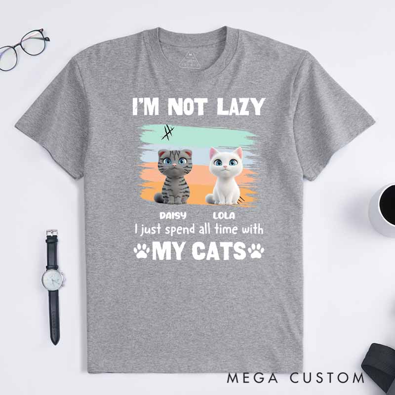 Personalized Cat Lover Not Lazy but do Not Care T-Shirt