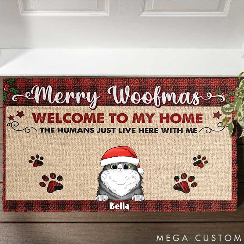 Personalized Cat Lover Pawliday Happy Welcome to Cat Home Doormat