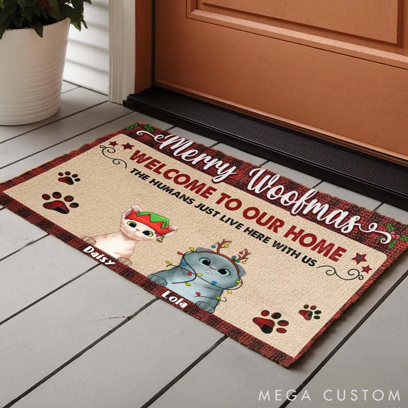Personalized Cat Lover Pawliday Happy Welcome to Cat Home Doormat