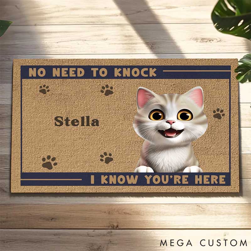 Personalized Cat Lover Paws Before People in This Happy Home Doormat