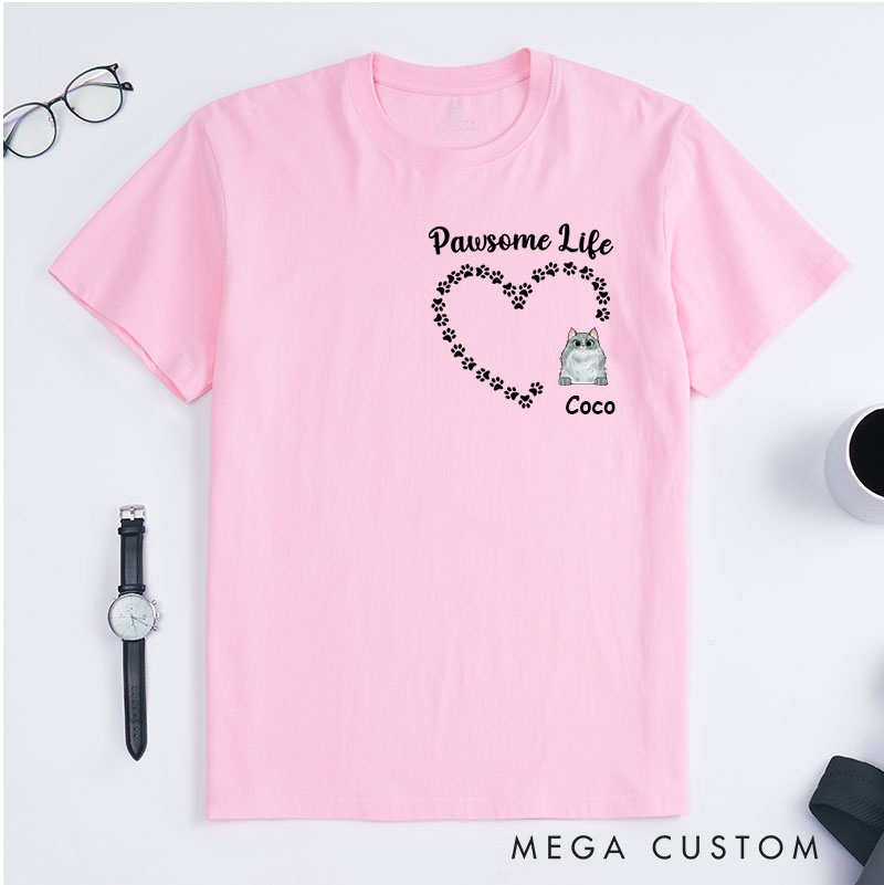 Personalized Cat Lover Pawsome Life T-Shirt