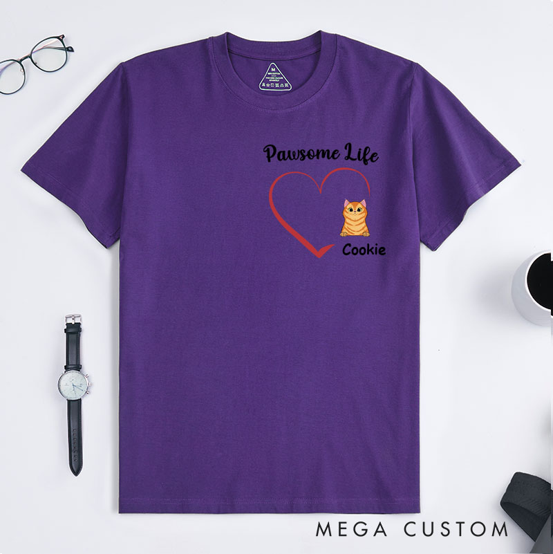 Personalized Cat Lover Pawsome Life T-Shirt