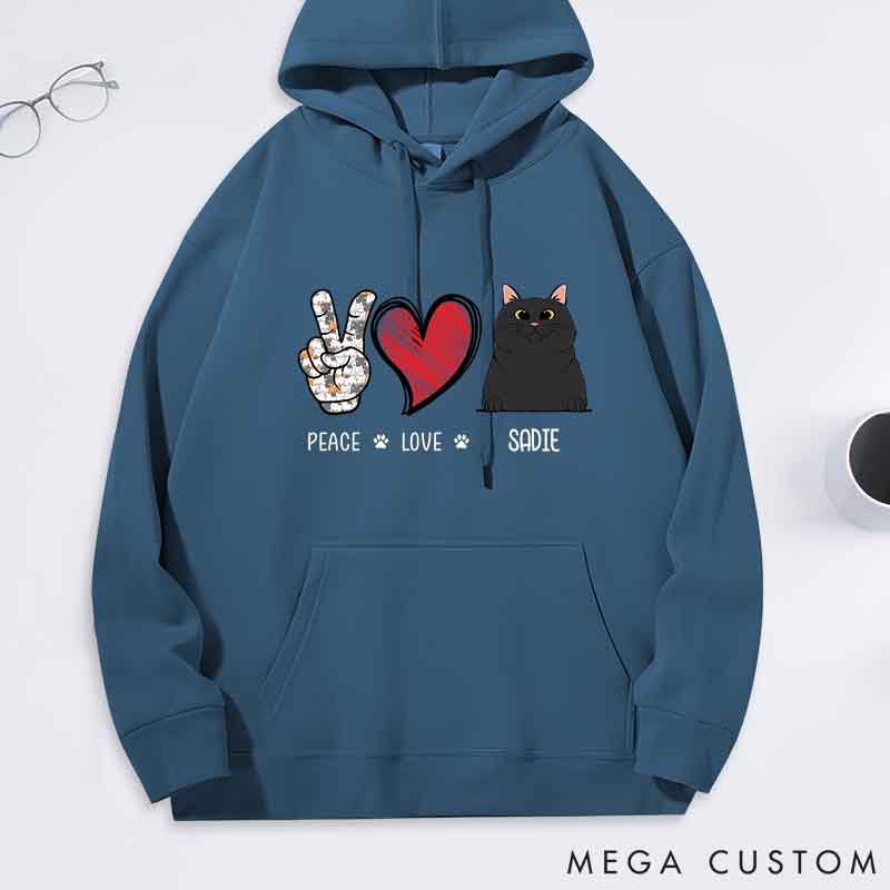 Personalized Cat Lover Peace Love Cat Classic Hoodies