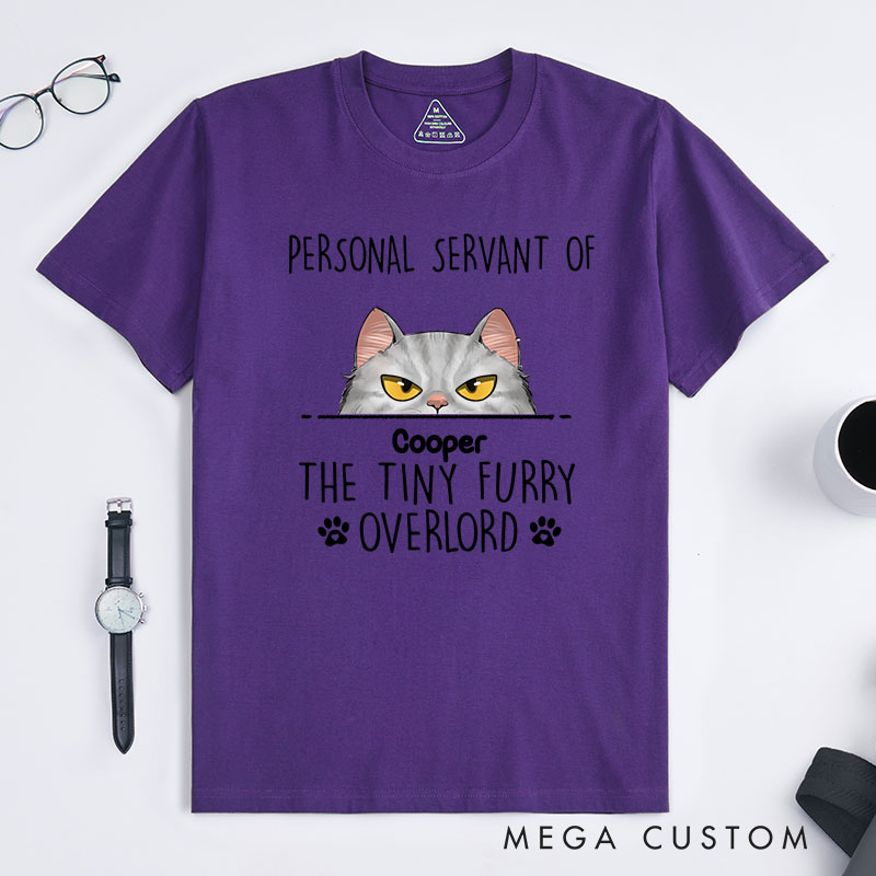 Personalized Cat Lover Personal Servant of the Tiny Furry Overlords T-Shirt