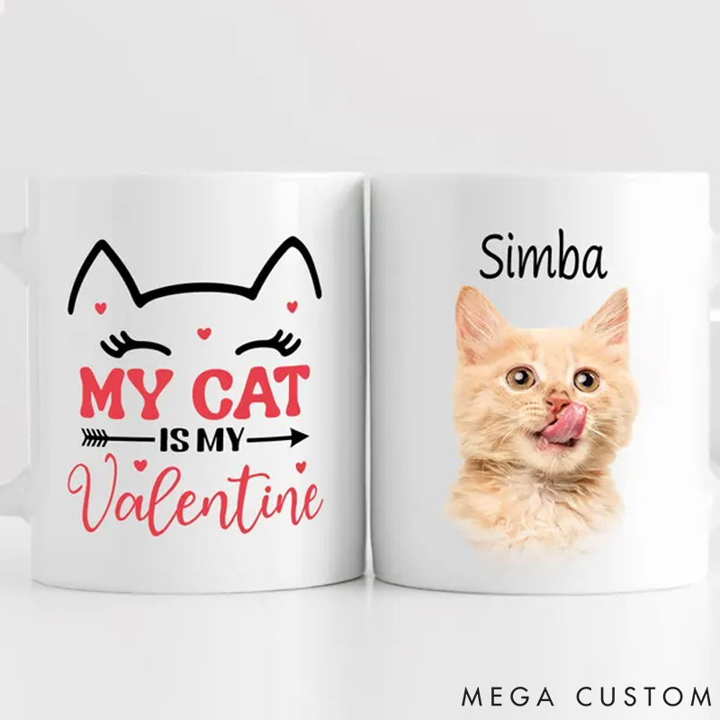 Personalized Cat Lover Pet Photo Gift Cat Valentine Mug