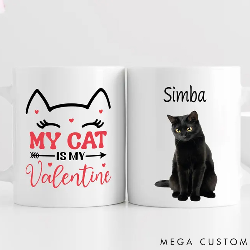 Personalized Cat Lover Pet Photo Gift Cat Valentine Mug