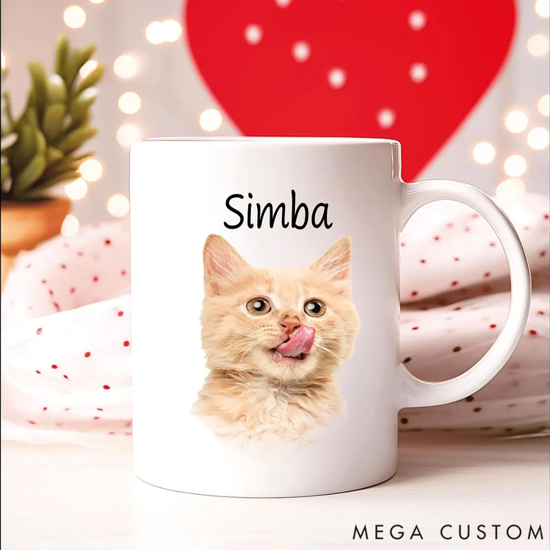 Personalized Cat Lover Pet Photo Gift Cat Valentine Mug