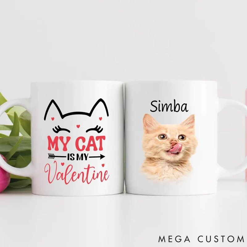 Personalized Cat Lover Pet Photo Gift Cat Valentine Mug