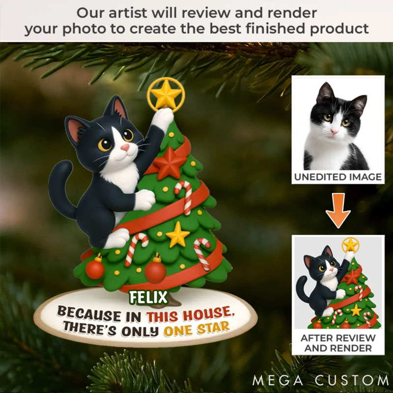 Personalized Cat Lover Photo Acrylic Christmas Ornament