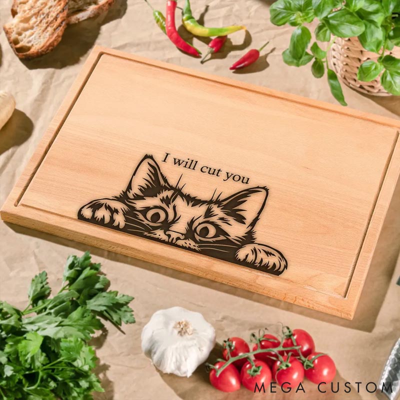 Personalized Cat Lover Photo Cat Bamboo Cutting Board