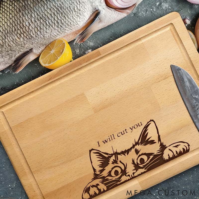 Personalized Cat Lover Photo Cat Bamboo Cutting Board
