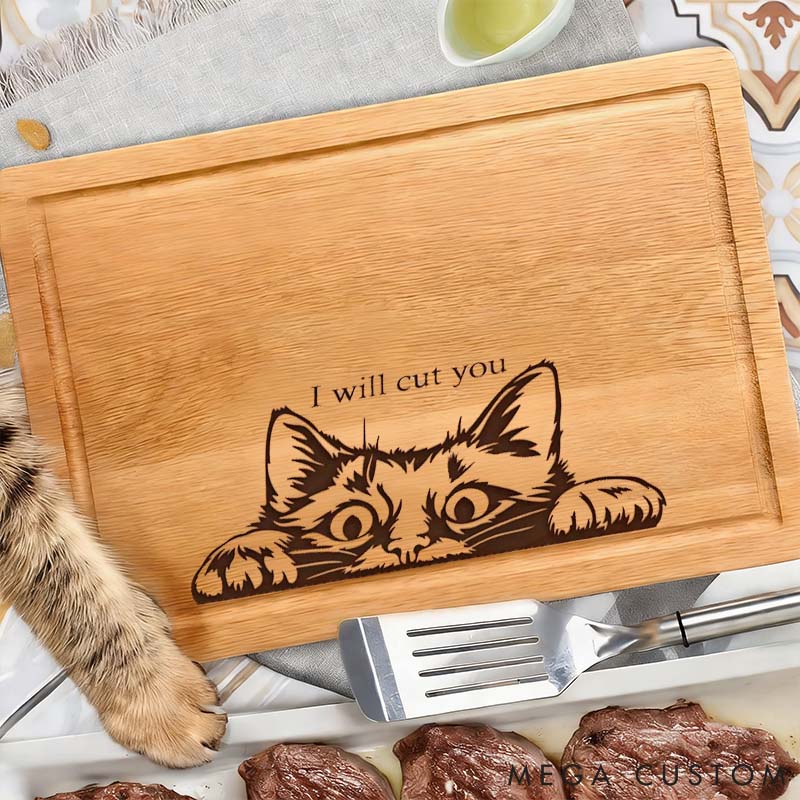 Personalized Cat Lover Photo Cat Bamboo Cutting Board