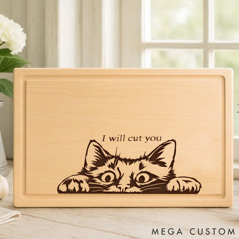 Personalized Cat Lover Photo Cat Bamboo Cutting Board