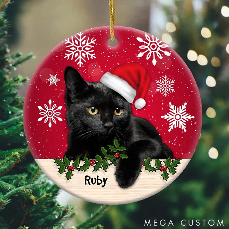 Personalized Cat Lover Photo Christmas Ornament