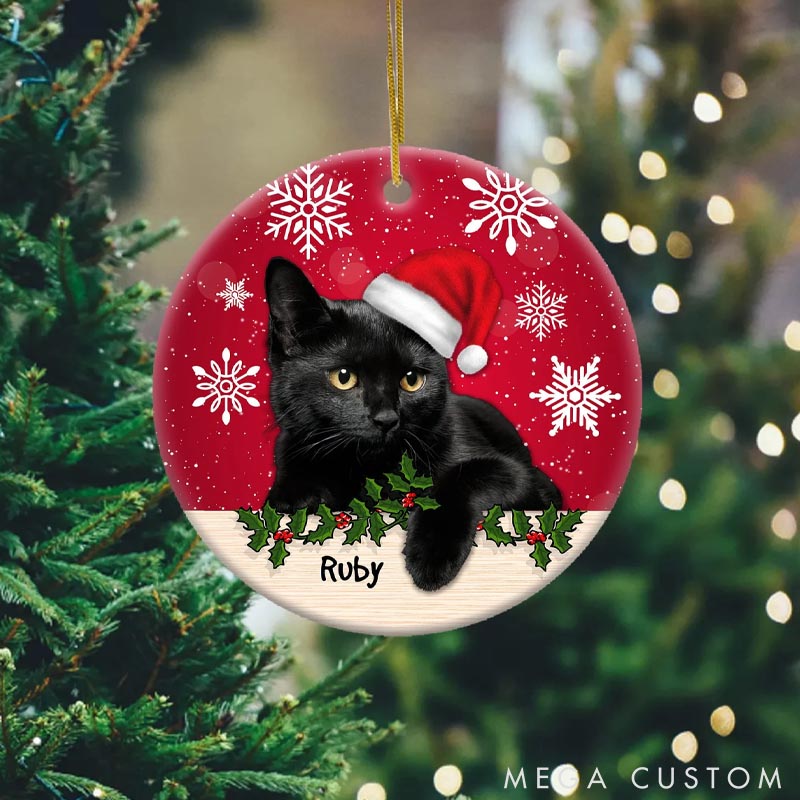 Personalized Cat Lover Photo Christmas Ornament