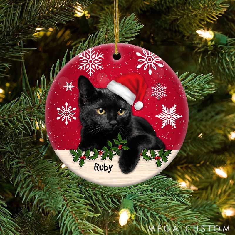 Personalized Cat Lover Photo Christmas Ornament