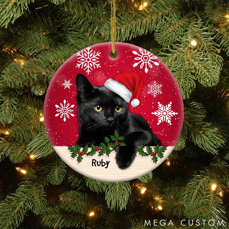 Personalized Cat Lover Photo Christmas Ornament