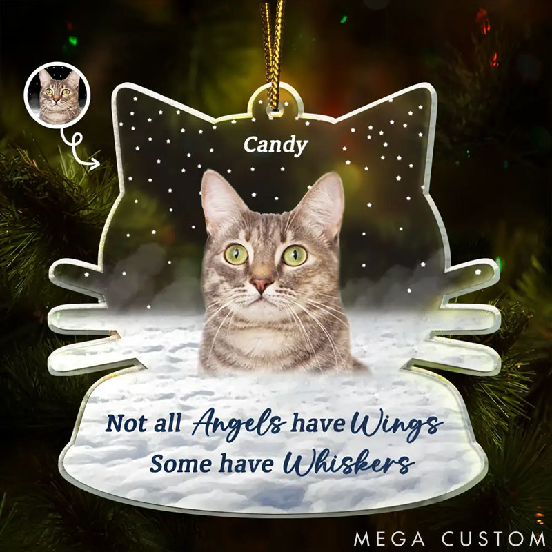 Personalized Cat Lover Photo Memorial Not All Angels have Wings Cats Ornament