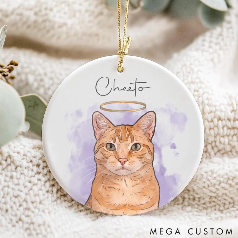Personalized Cat Lover Photo Pet Memorial Christmas Ornament