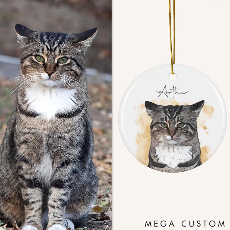Personalized Cat Lover Photo Pet Memorial Christmas Ornament
